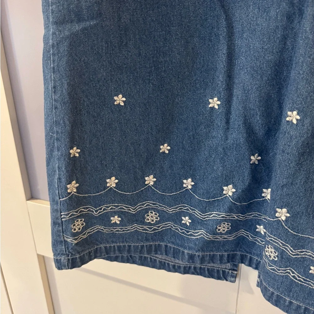 Vintage Embroidered Blue Denim Dress - Picture 4 of 14